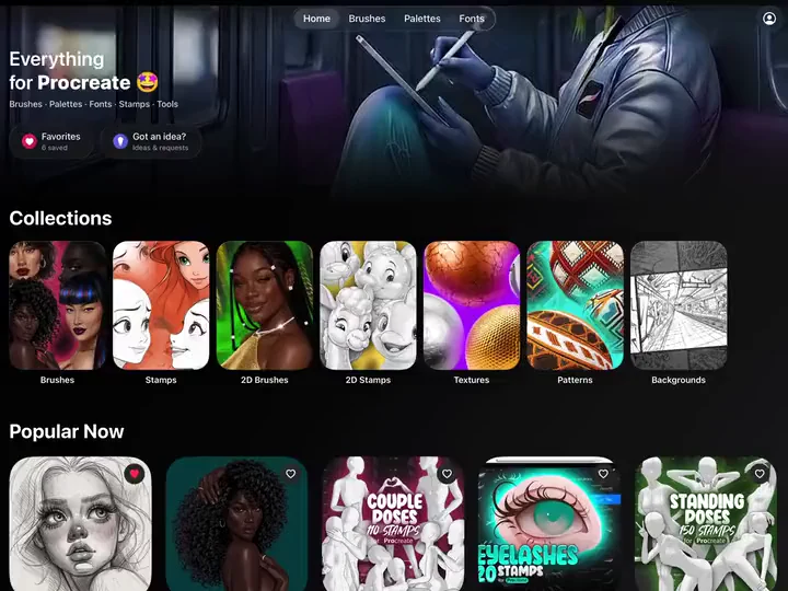 Procreate Brushes by Breeze browsing brushes, 2D brushes, palettes and fonts on iPad