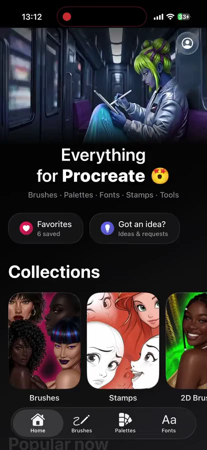 Procreate Brushes by Breeze home screen on iPhone
